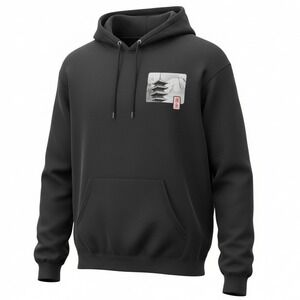 Bowery Supply Co Mens S Japan Pagoda Fleece Hoodie Black Graphic Streetwear